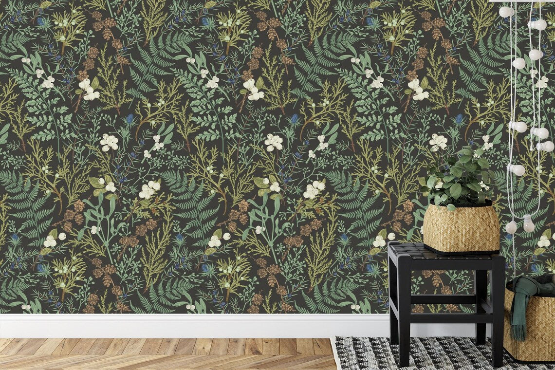 Dark Fern Botanical Wallpaper