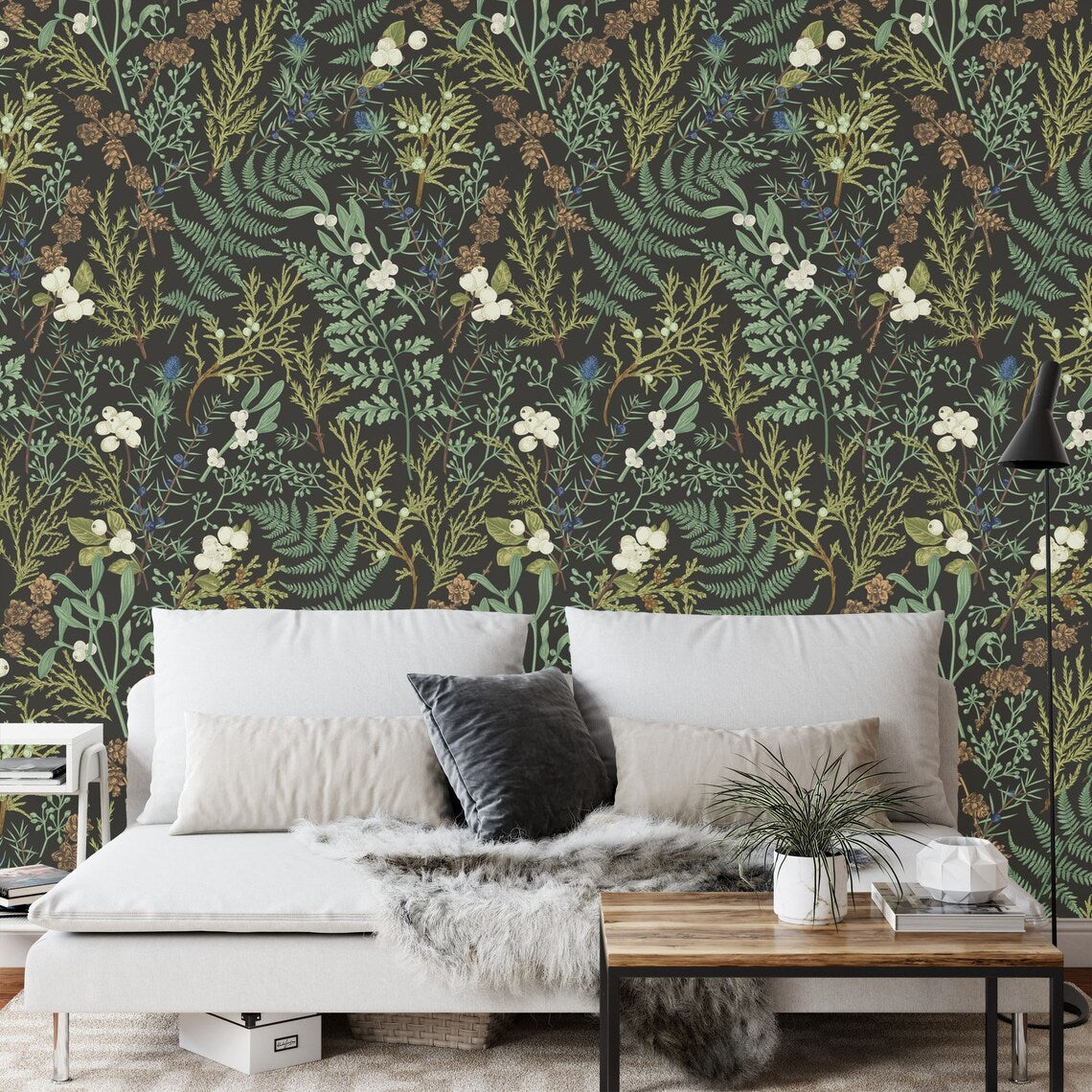 Dark Fern Botanical Wallpaper