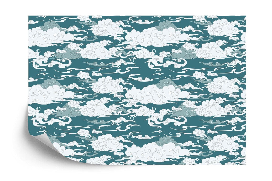 Japanese Waves Sky Cloud Wallpaper Mural
