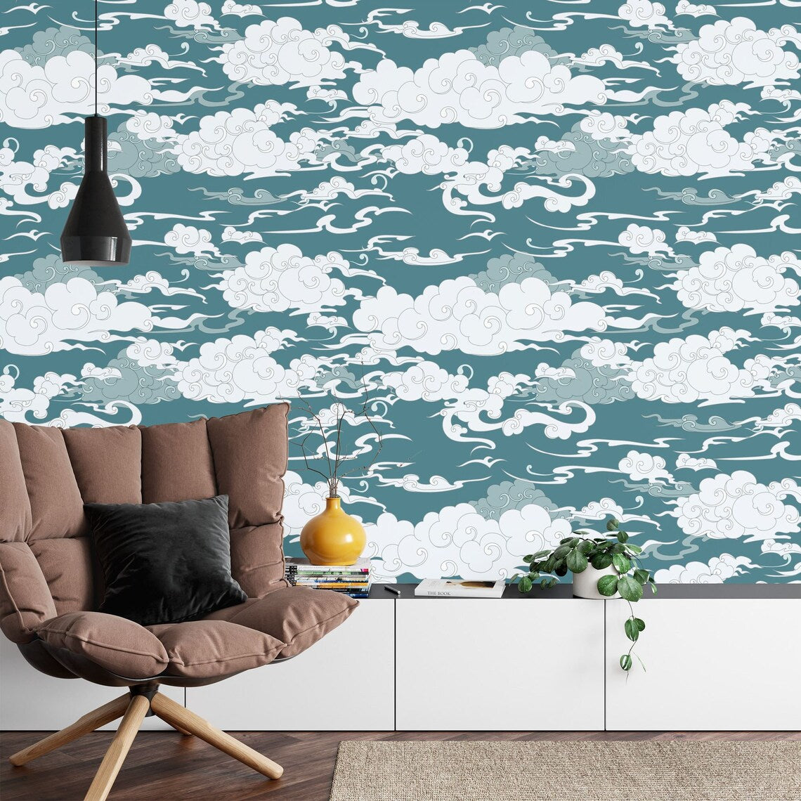 Japanese Waves Sky Cloud Wallpaper Mural