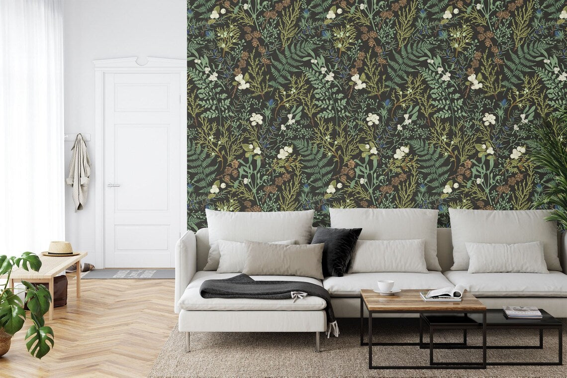 Dark Fern Botanical Wallpaper