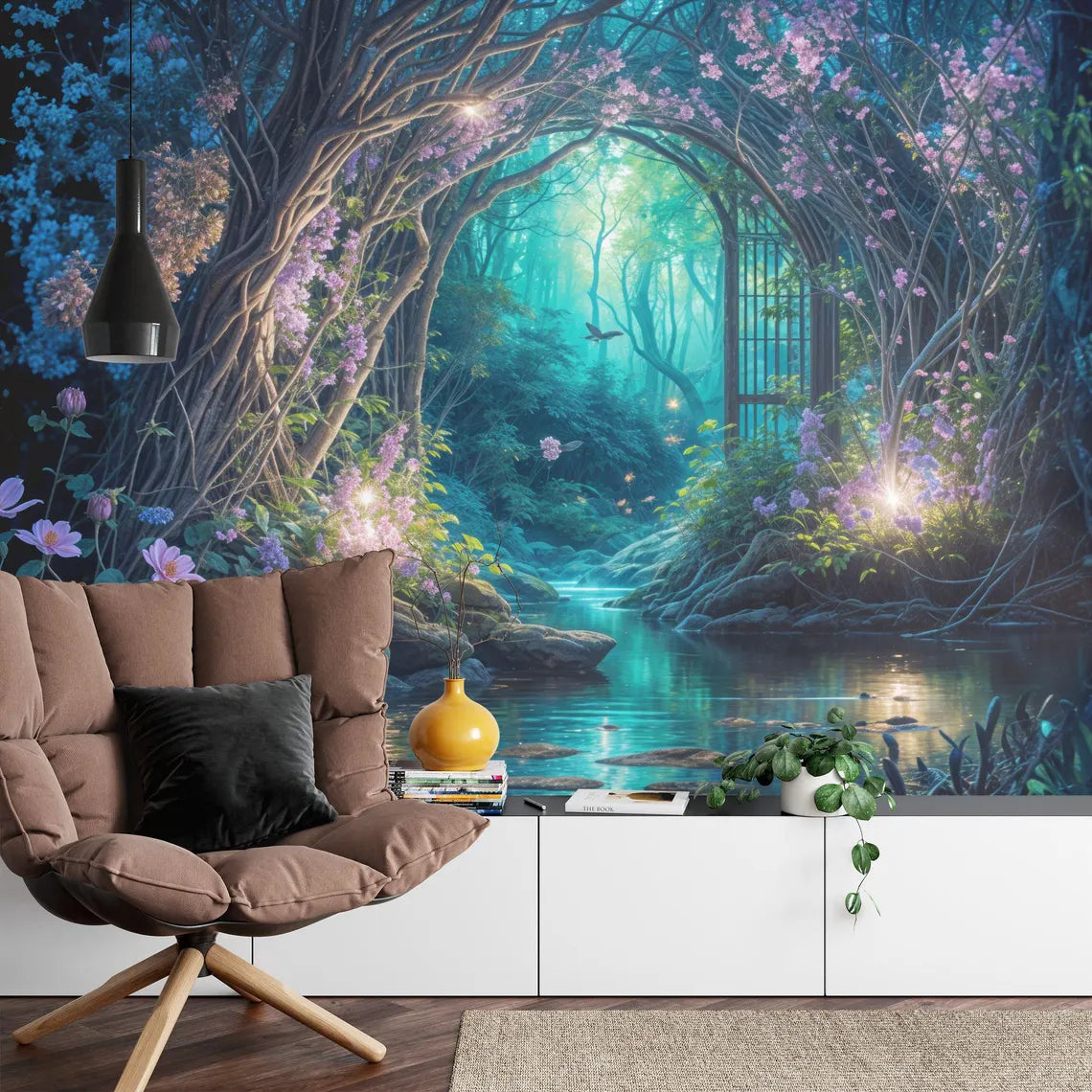 Purple Cyan Forest Wallpaper Mural, Fairytale