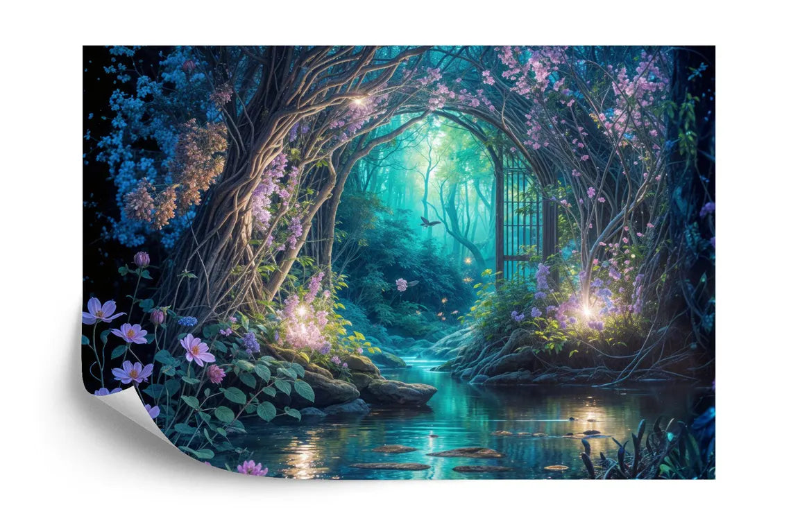 Purple Cyan Forest Wallpaper Mural, Fairytale