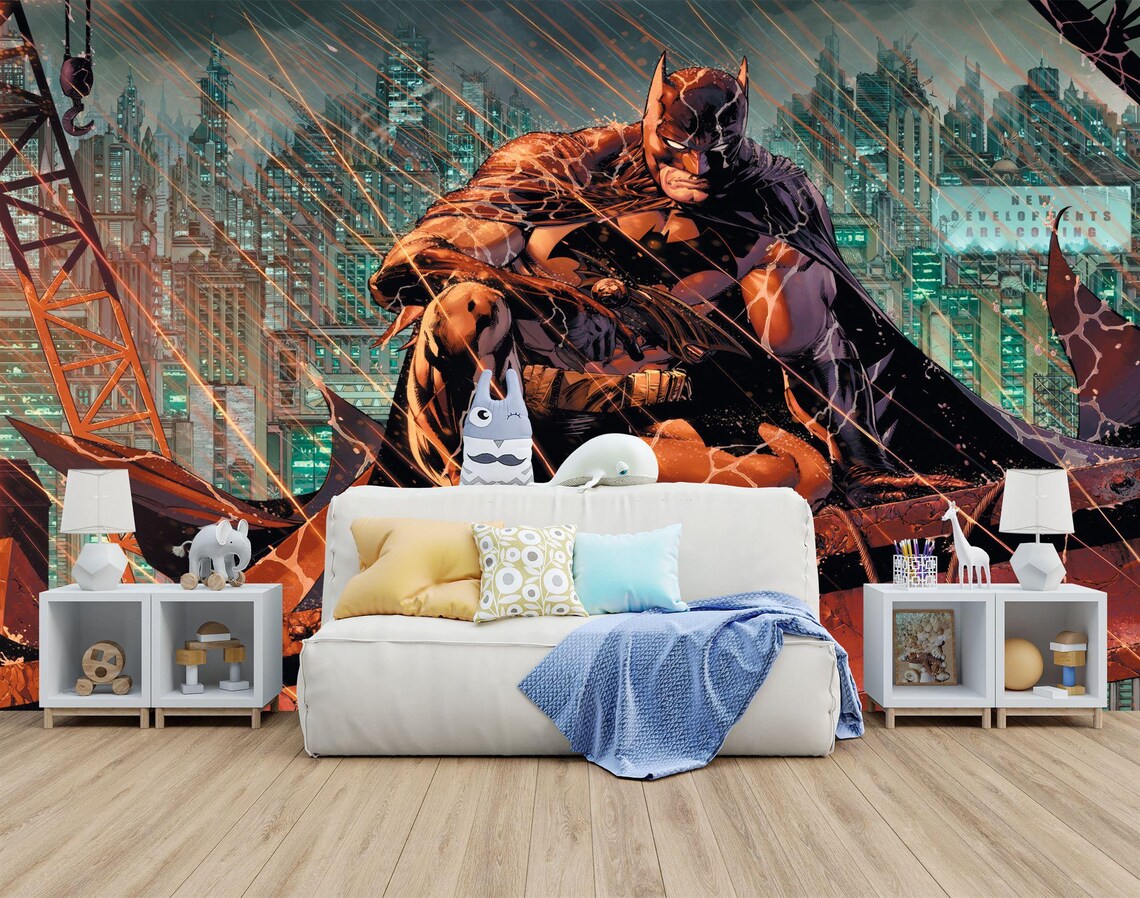 Superhero wall decals collection for boys room - Batman, Superman, and Spider-Man designs