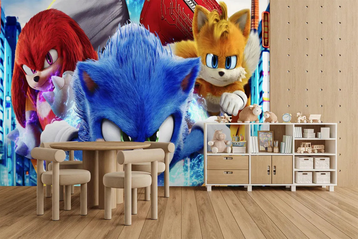 Playful cartoon characters wall sticker set perfect for children's bedroom or nursery