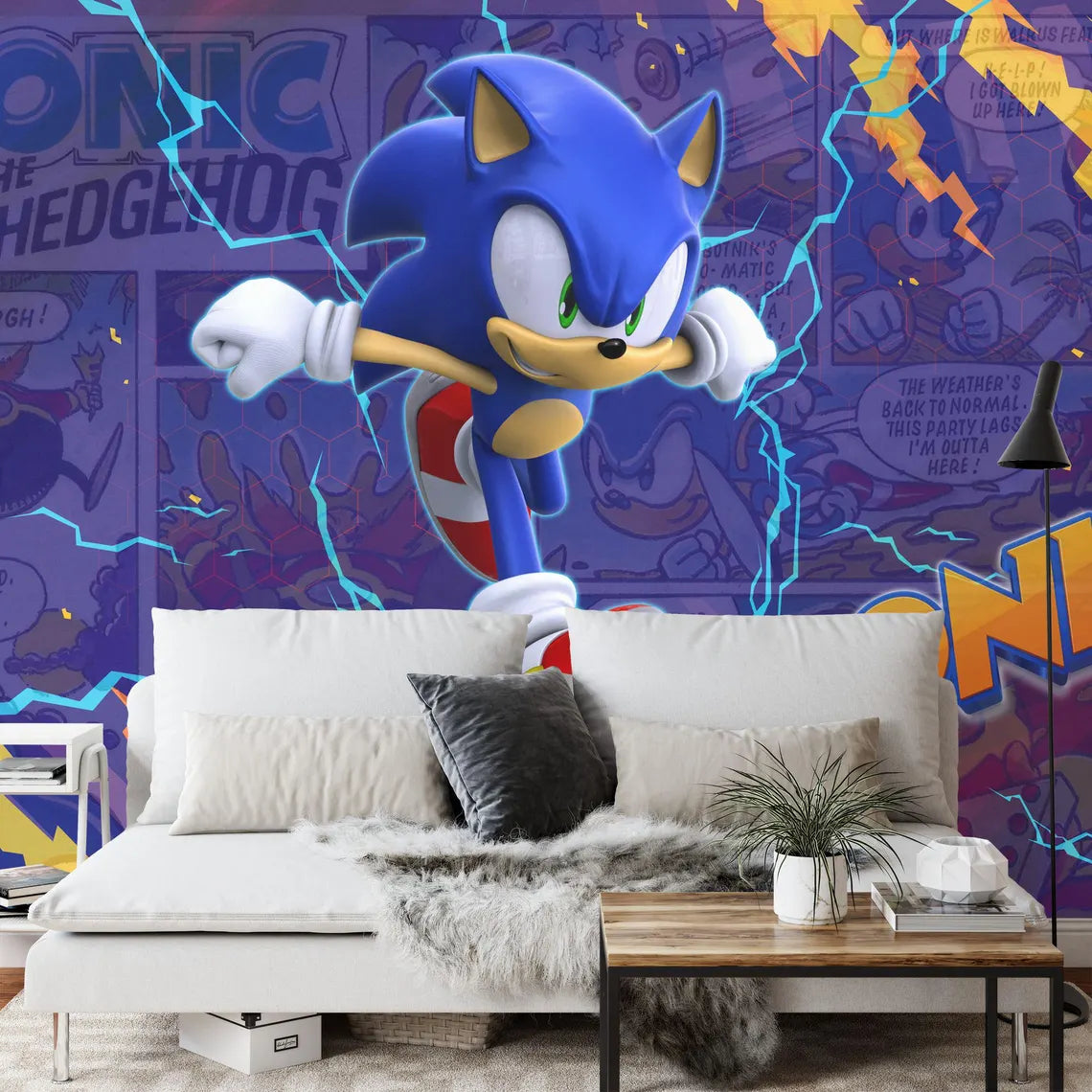 Action-packed Sonic wallpaper perfect for kids who love the classic video game character