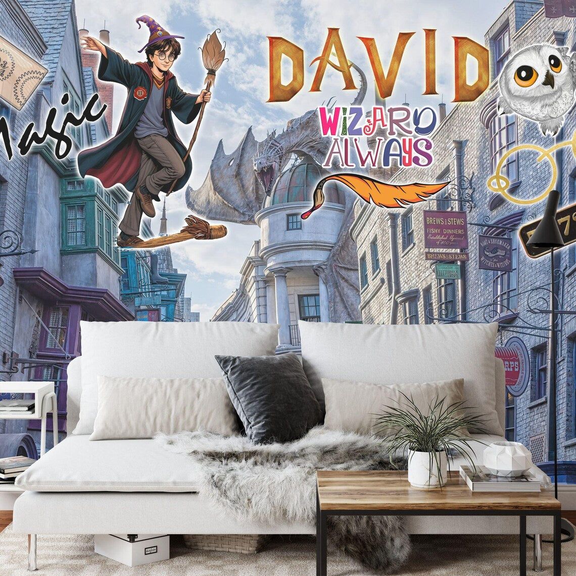 Wizard Magic Mural Kids Room - fantasy wall decor for children