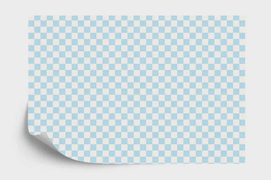 Light blue and off white checkered wallpaper design showcase