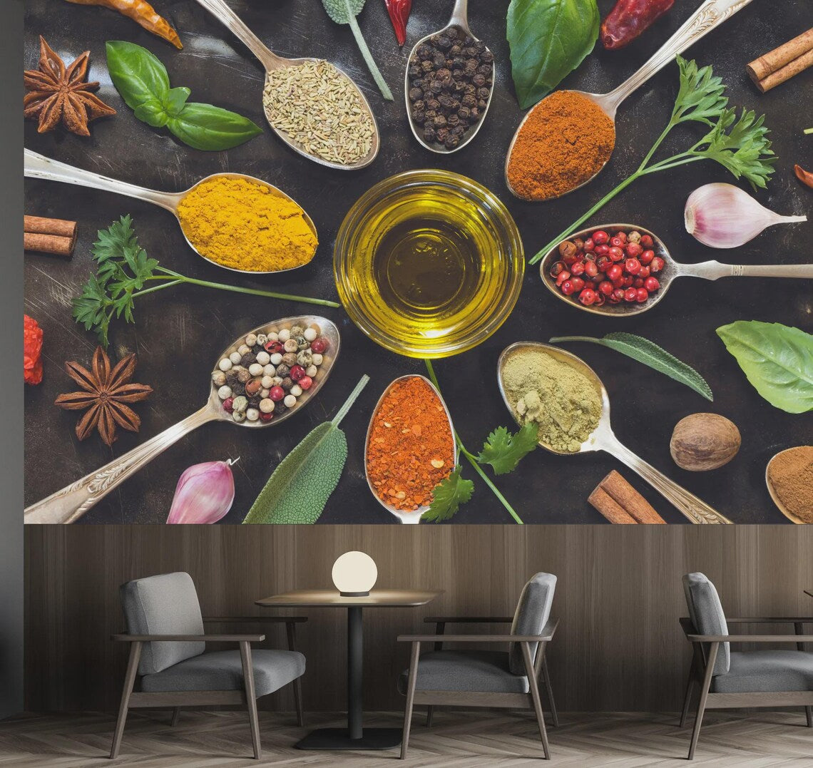 Assorted raw ingredients for restaurant cooking displayed in a professional kitchen setting