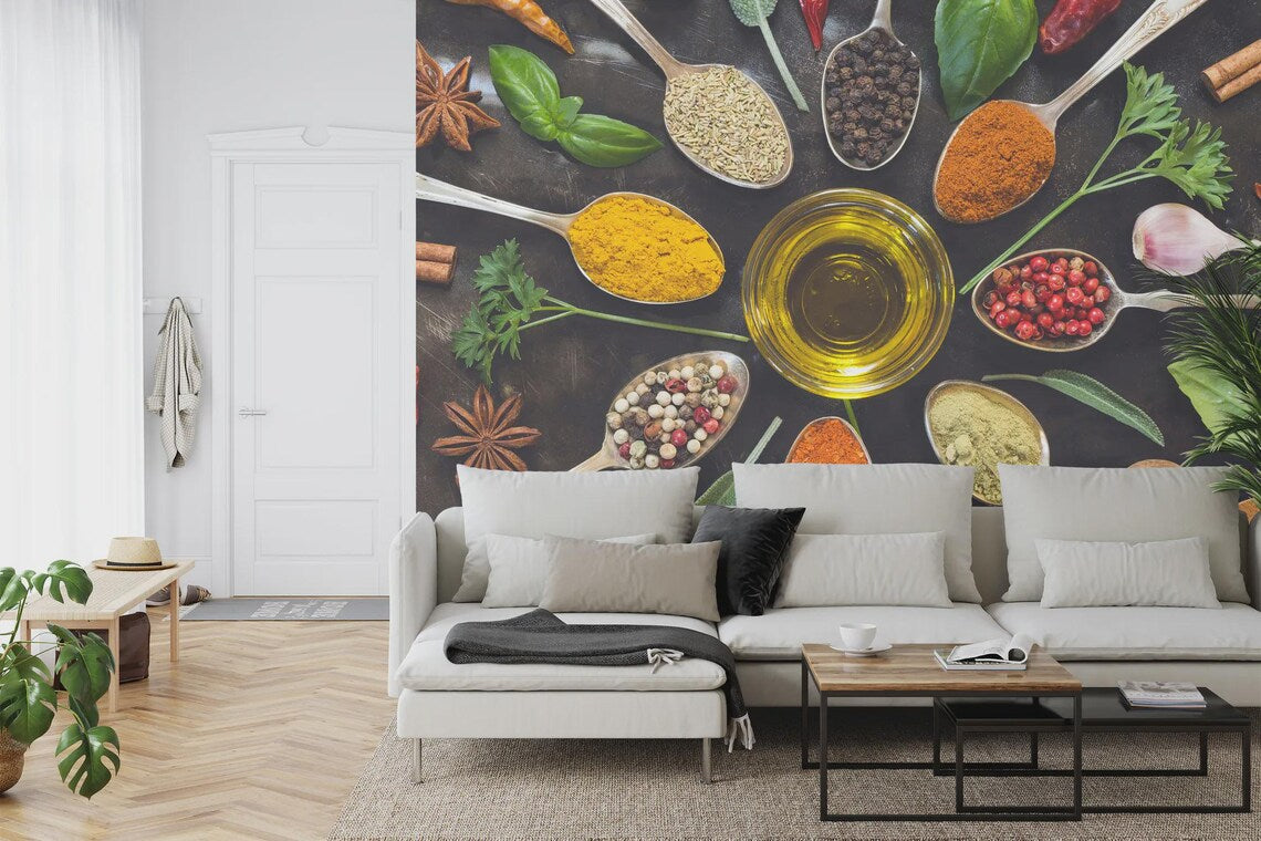 Fresh produce and raw cooking ingredients organized for meal preparation