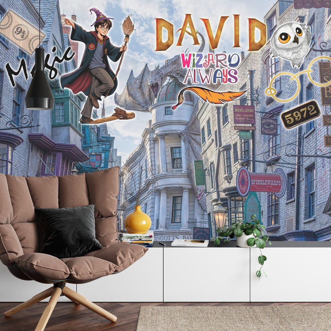 Wizard Magic Mural Kids Room - magical mural design showcase