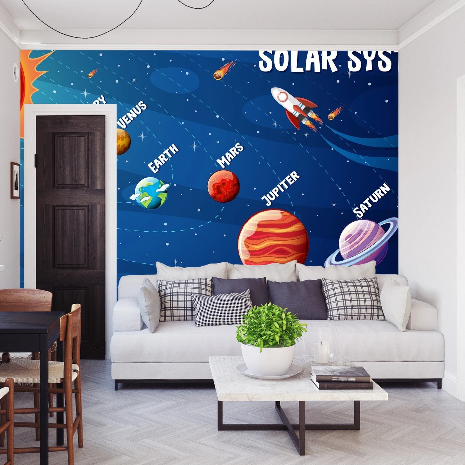 Solar System Wallpaper Mural: Educational Kids Room Decor
