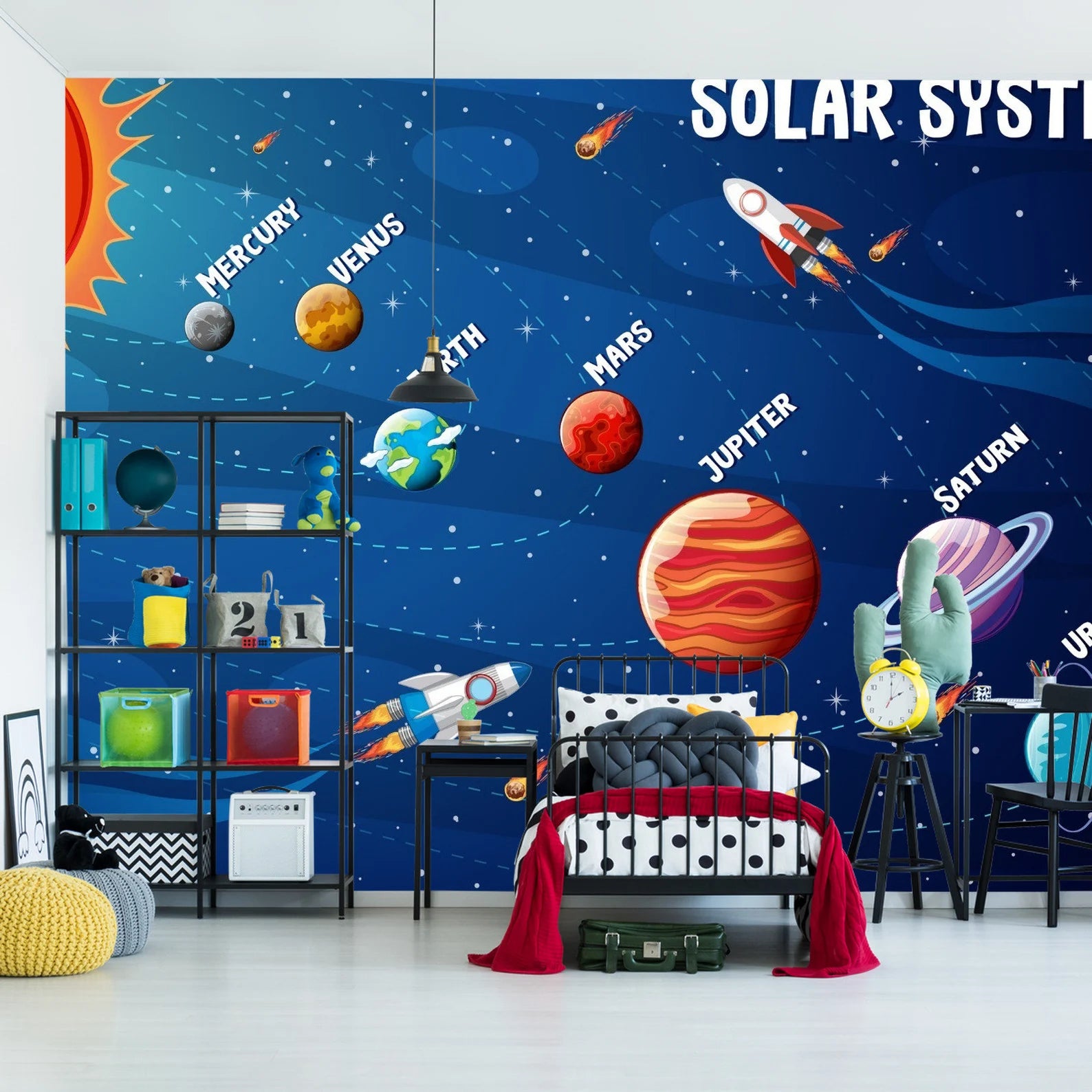 Solar System Wallpaper Mural: Educational Kids Room Decor