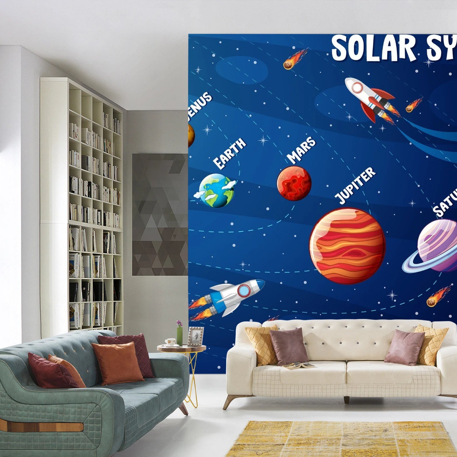 Solar System Wallpaper Mural: Educational Kids Room Decor