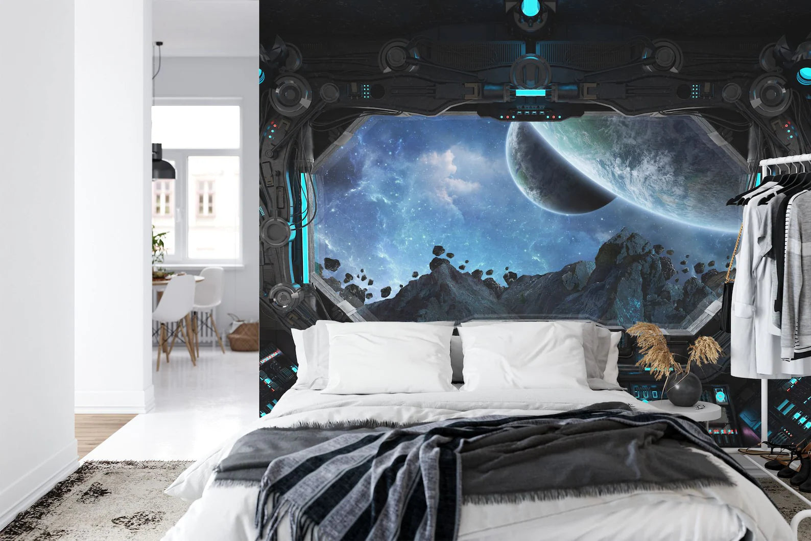 Spaceship Window Wall Mural, Stars Astronomy
