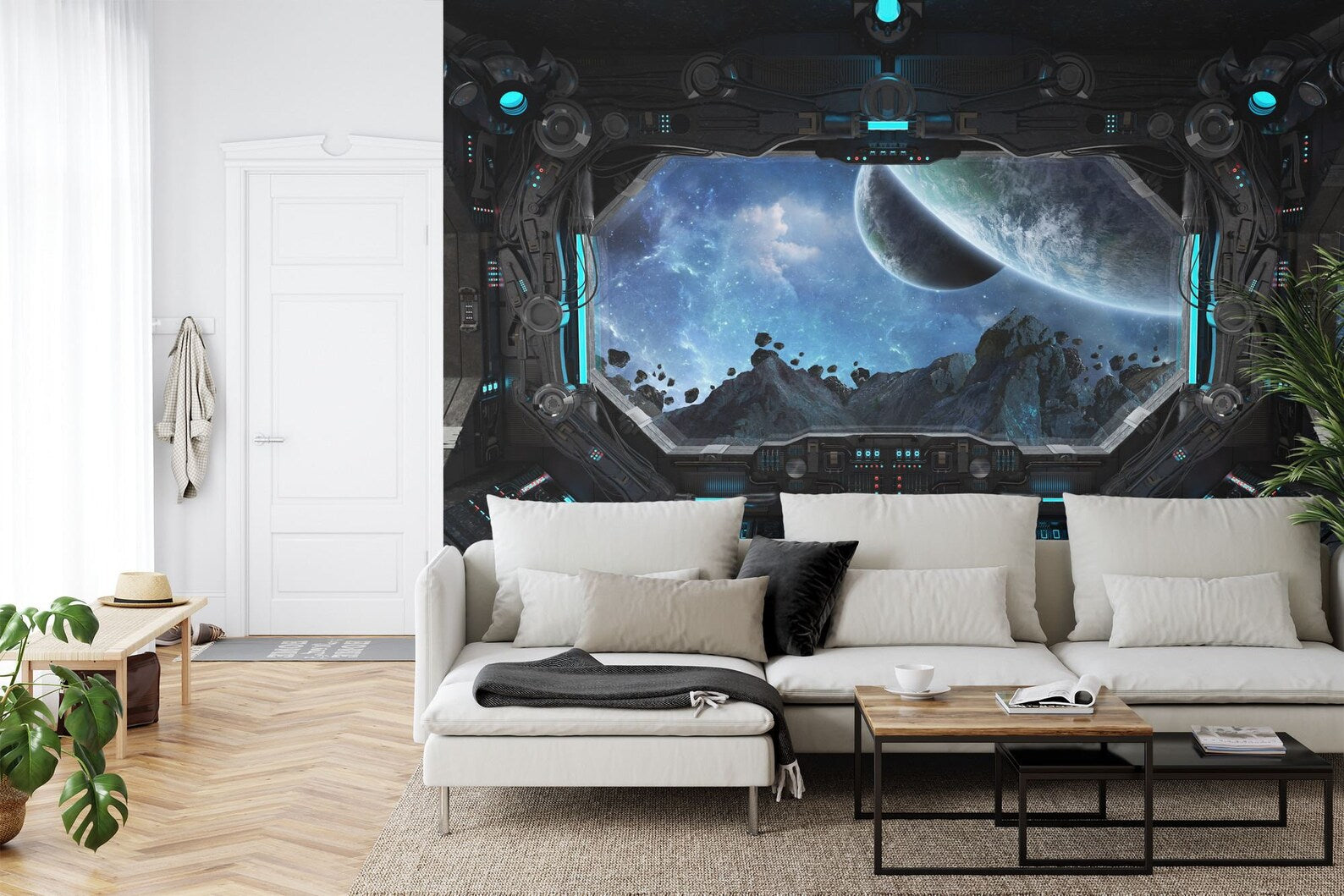 Spaceship Window Wall Mural, Stars Astronomy