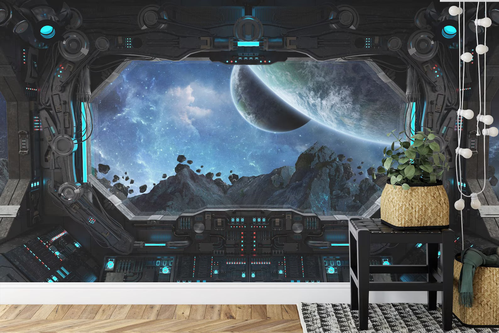 Spaceship Window Wall Mural, Stars Astronomy