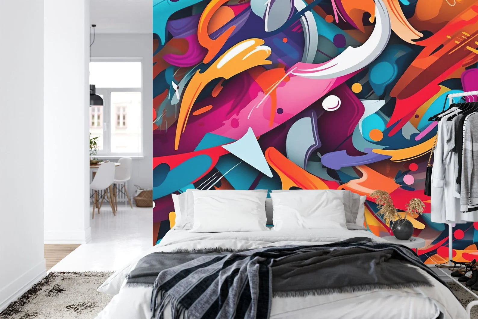 Colorful Graffiti Wallpaper Mural Abstract Paint Splatter