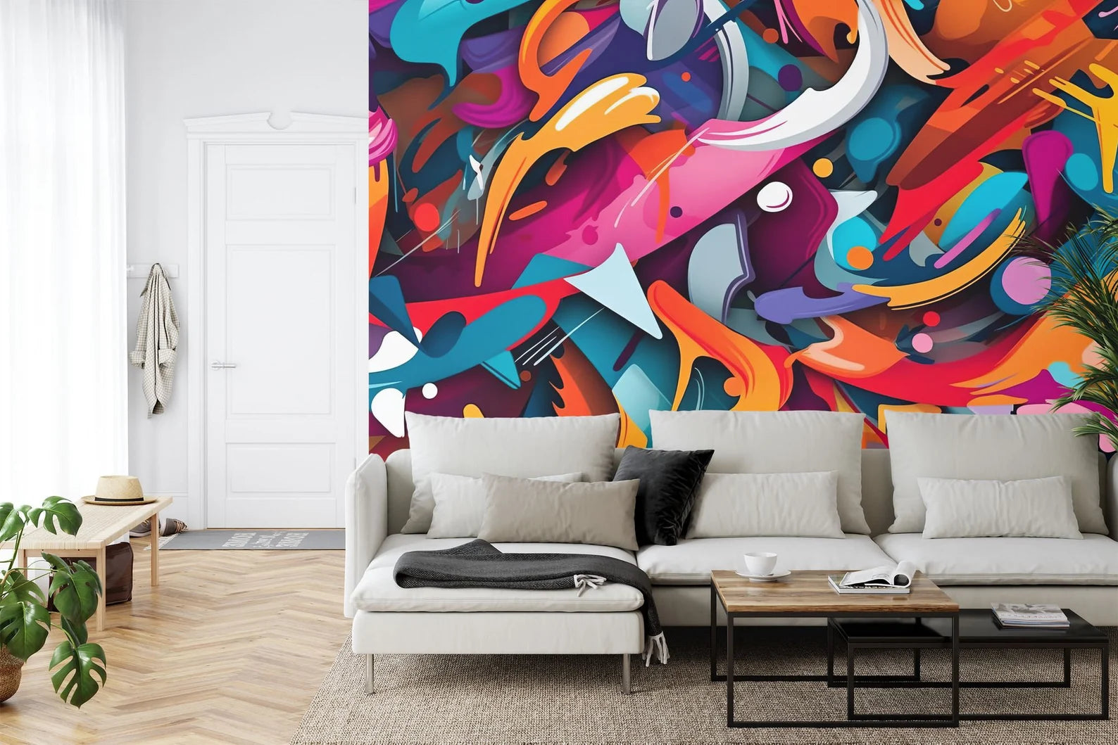 Colorful Graffiti Wallpaper Mural Abstract Paint Splatter