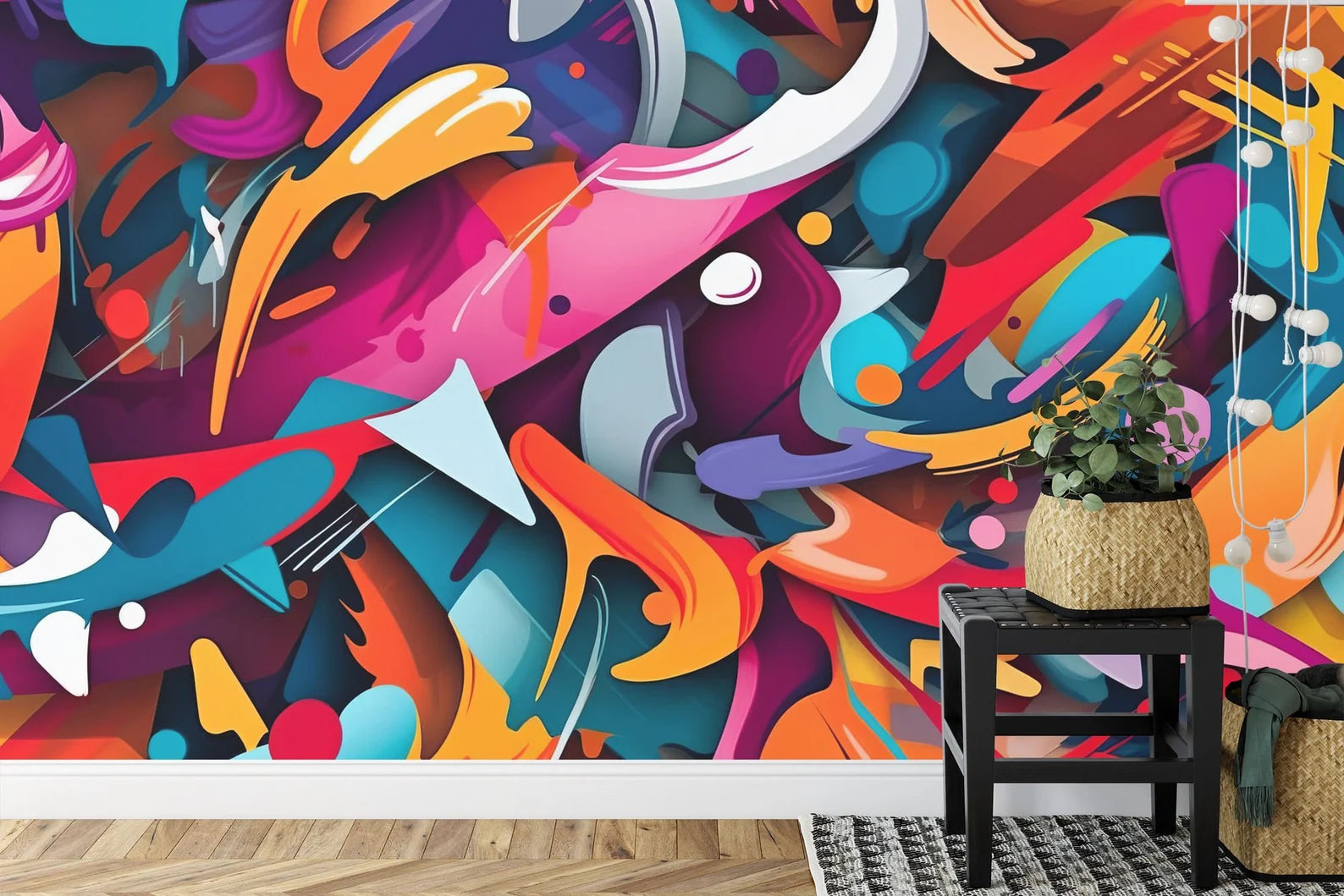Colorful Graffiti Wallpaper Mural Abstract Paint Splatter