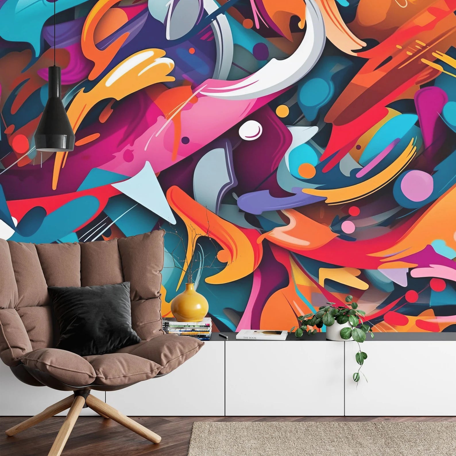 Colorful Graffiti Wallpaper Mural Abstract Paint Splatter