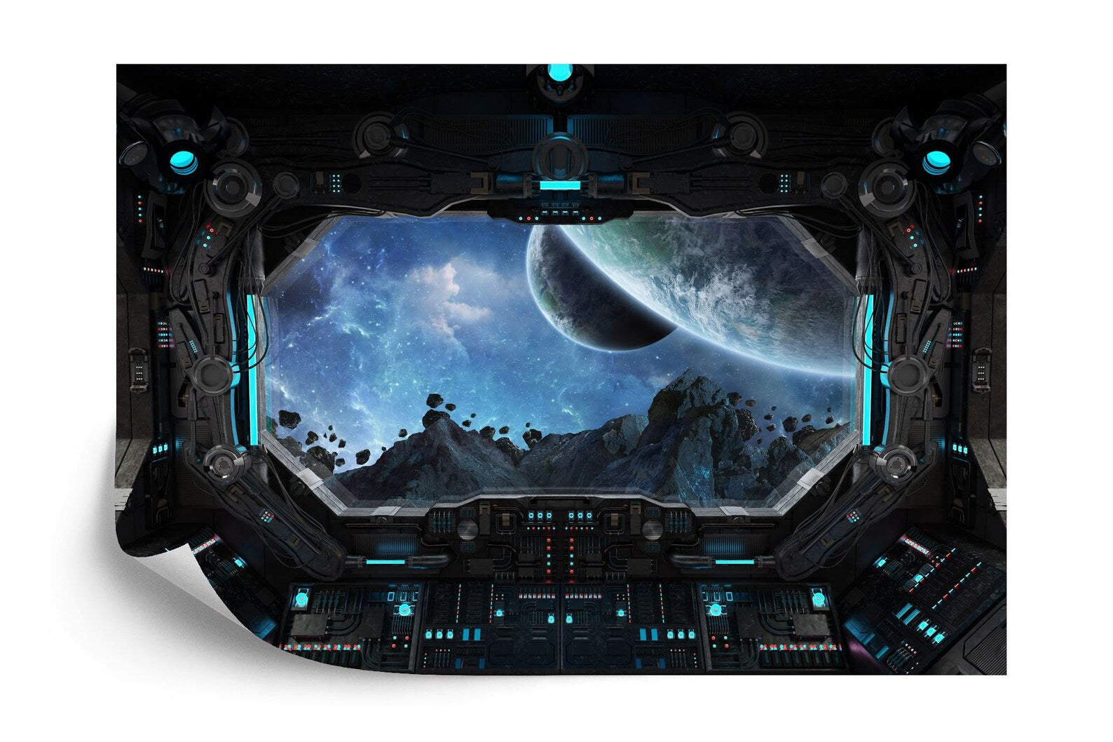 Spaceship Window Wall Mural, Stars Astronomy