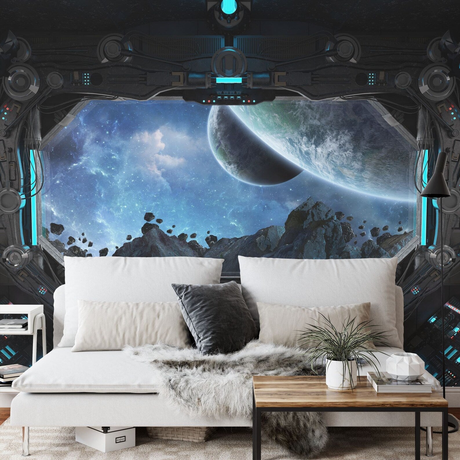 Spaceship Window Wall Mural, Stars Astronomy