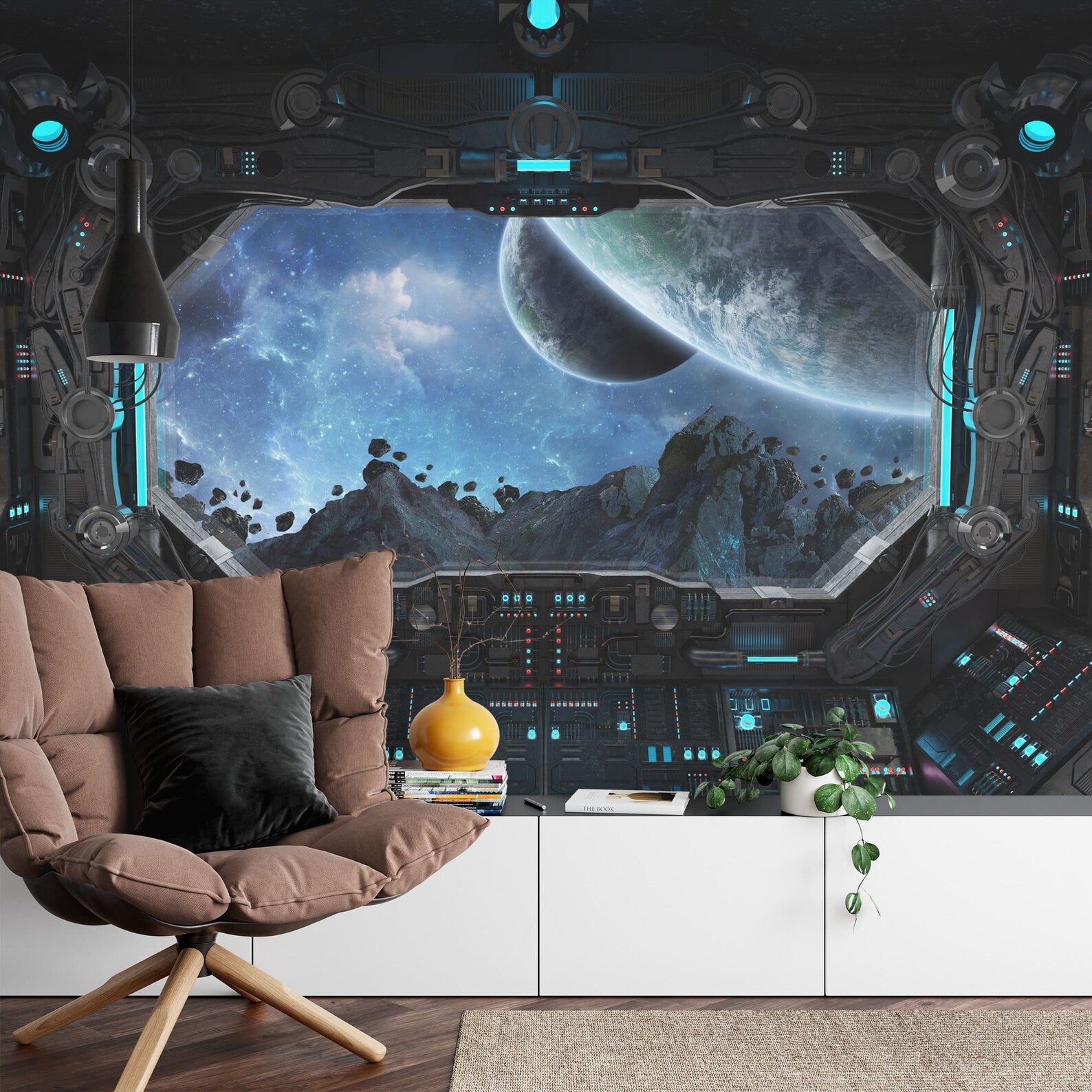 Spaceship Window Wall Mural, Stars Astronomy
