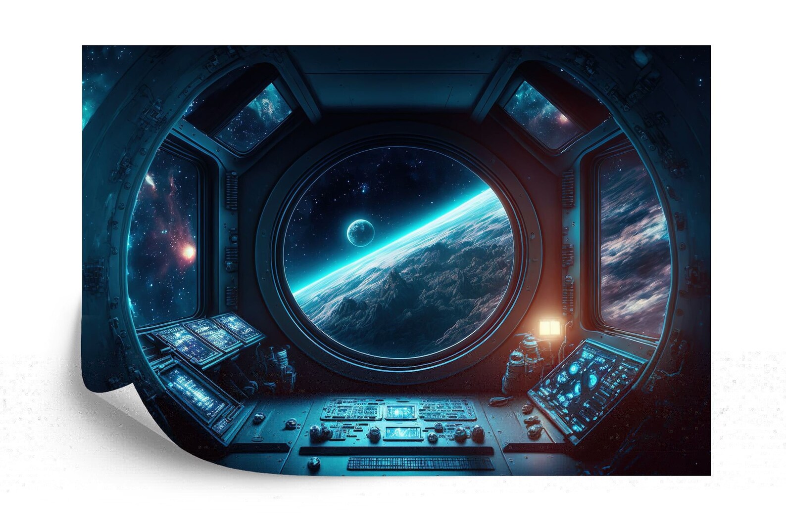 Spaceship Window Wall Mural, Stars Astronomy Kids Room