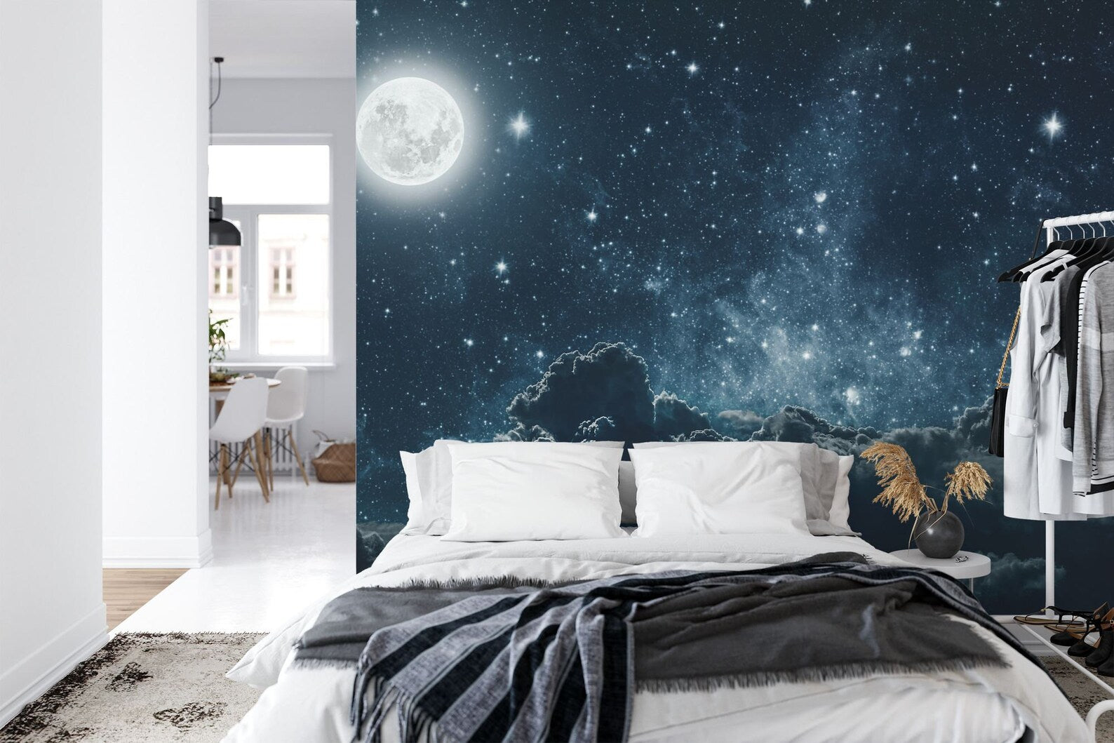 Night Sky Stars Wall Mural Modern Art