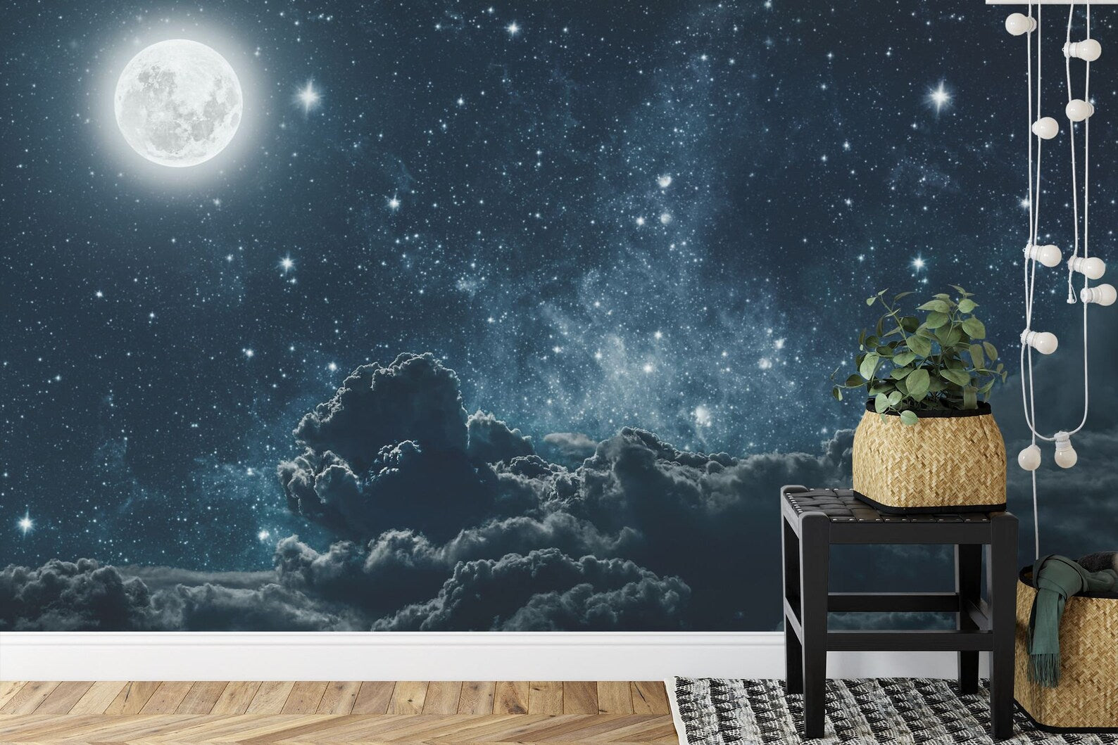 Night Sky Stars Wall Mural Modern Art