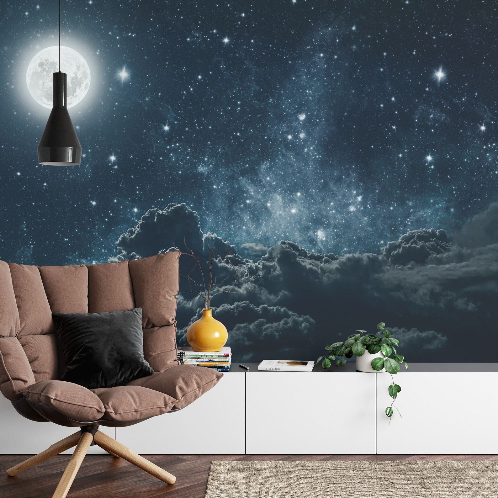Night Sky Stars Wall Mural Modern Art