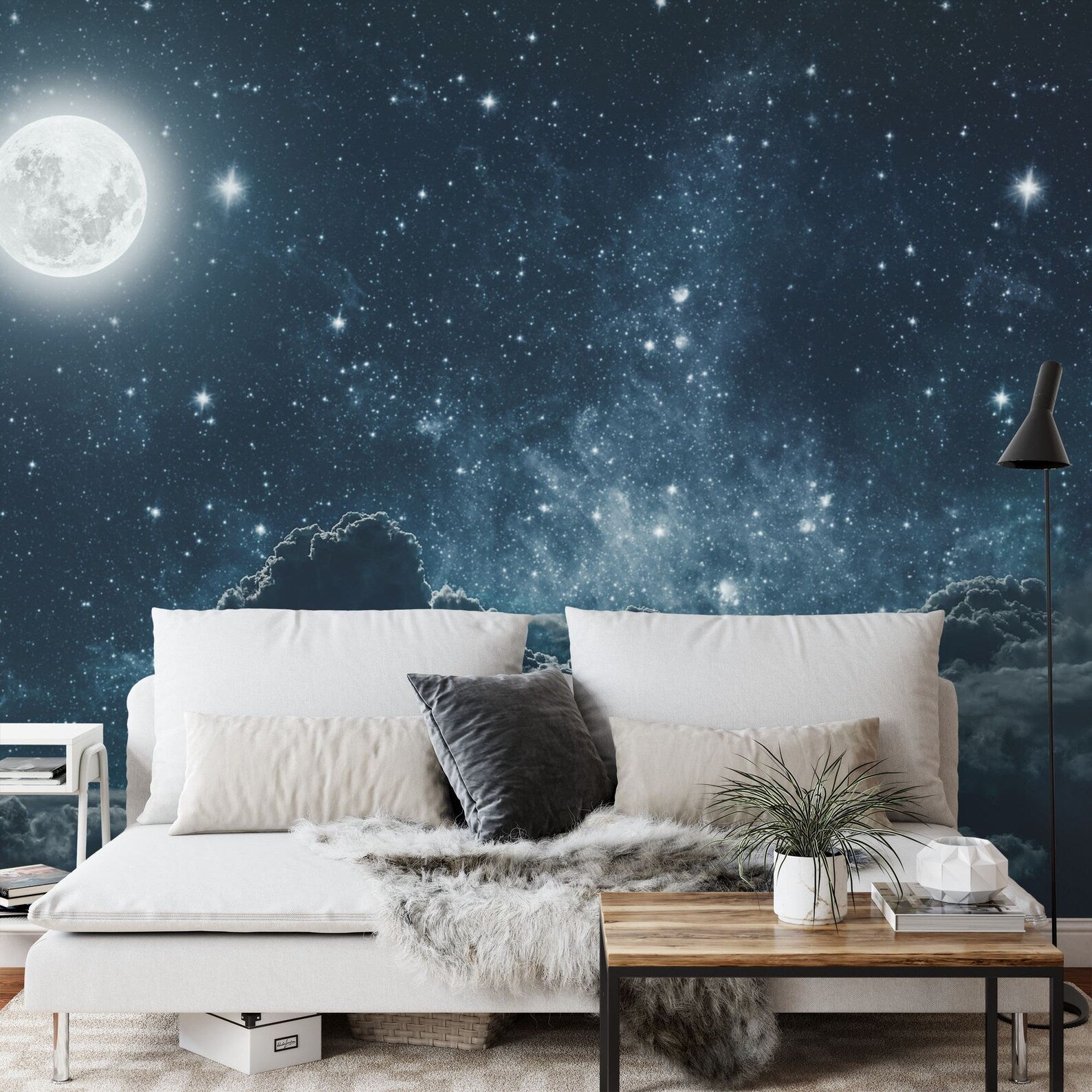 Night Sky Stars Wall Mural Modern Art
