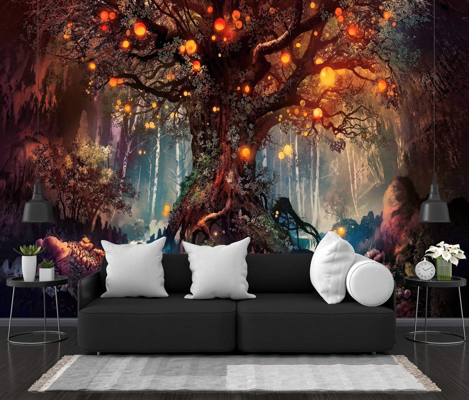 Magical Tree Mural, Fantasy World Wallpaper Art Print