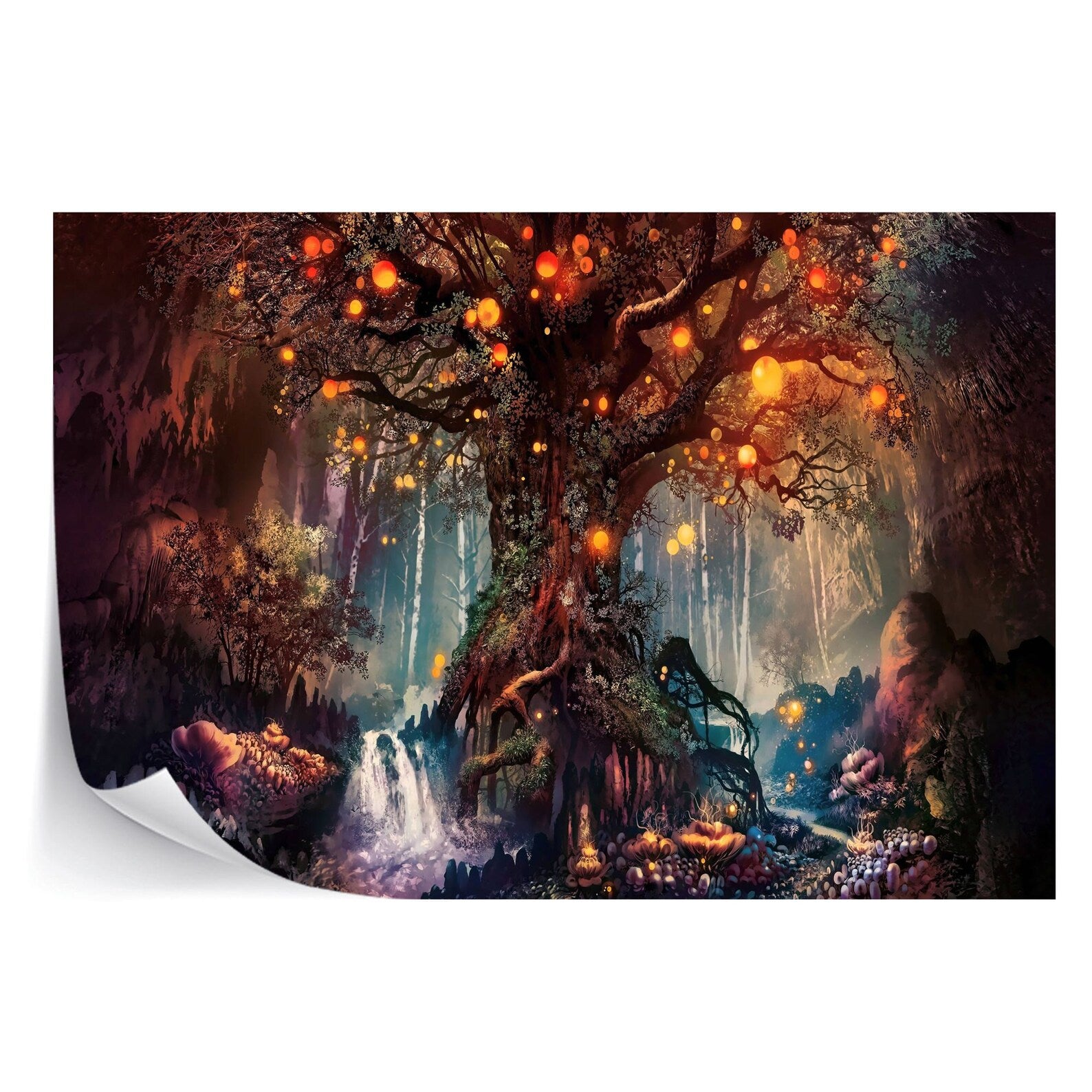Magical Tree Mural, Fantasy World Wallpaper Art Print