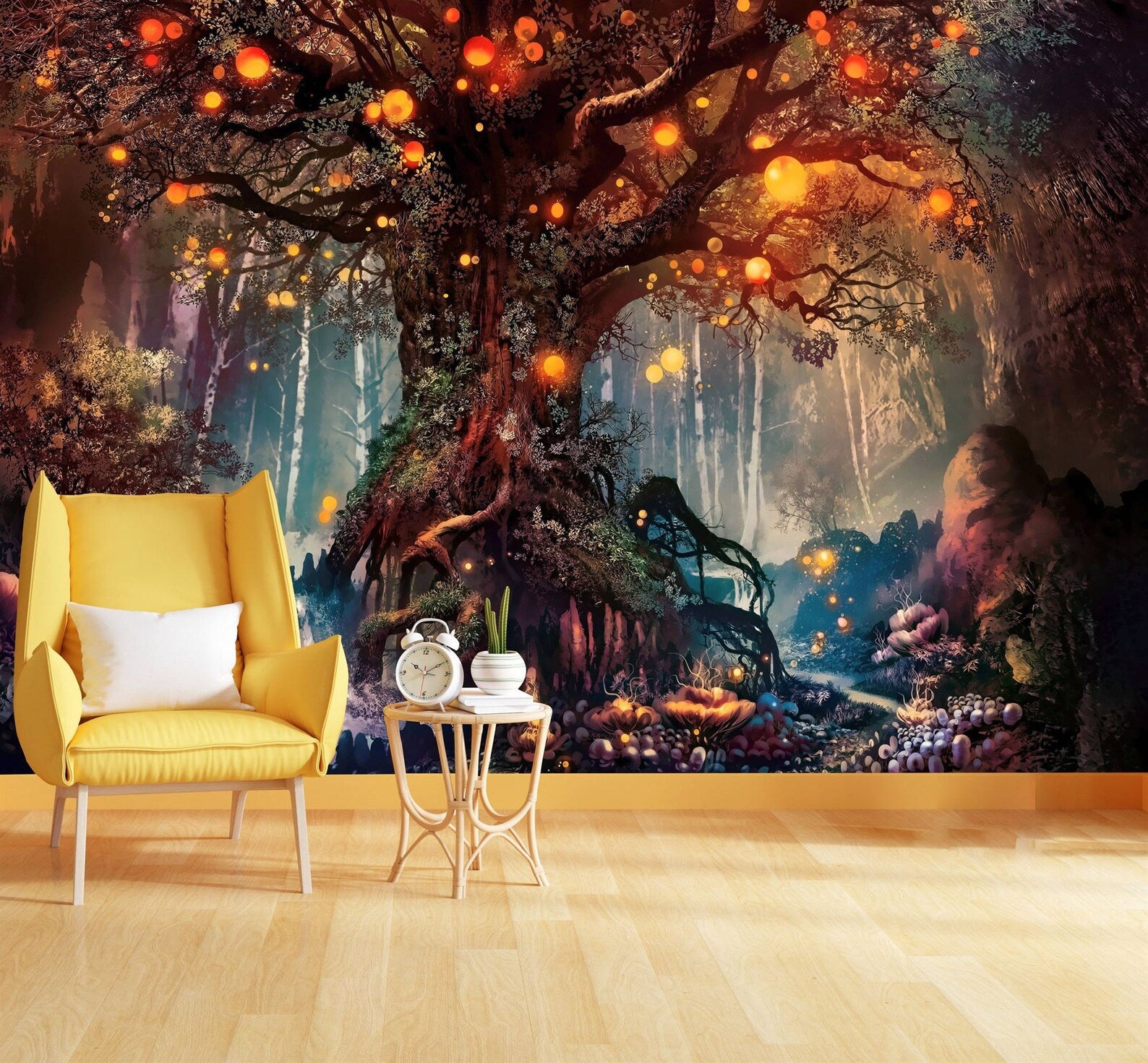 Magical Tree Mural, Fantasy World Wallpaper Art Print