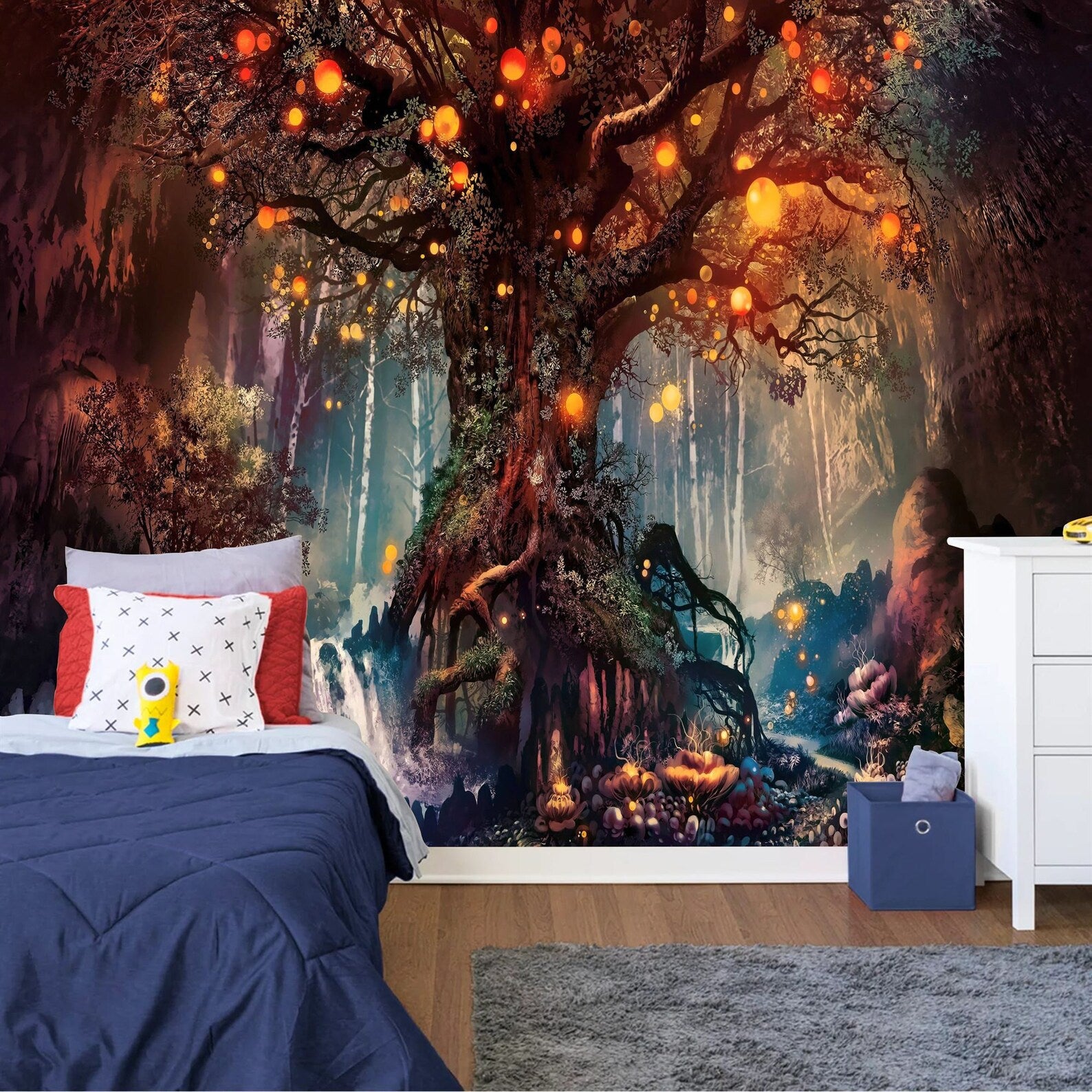 Magical Tree Mural, Fantasy World Wallpaper Art Print