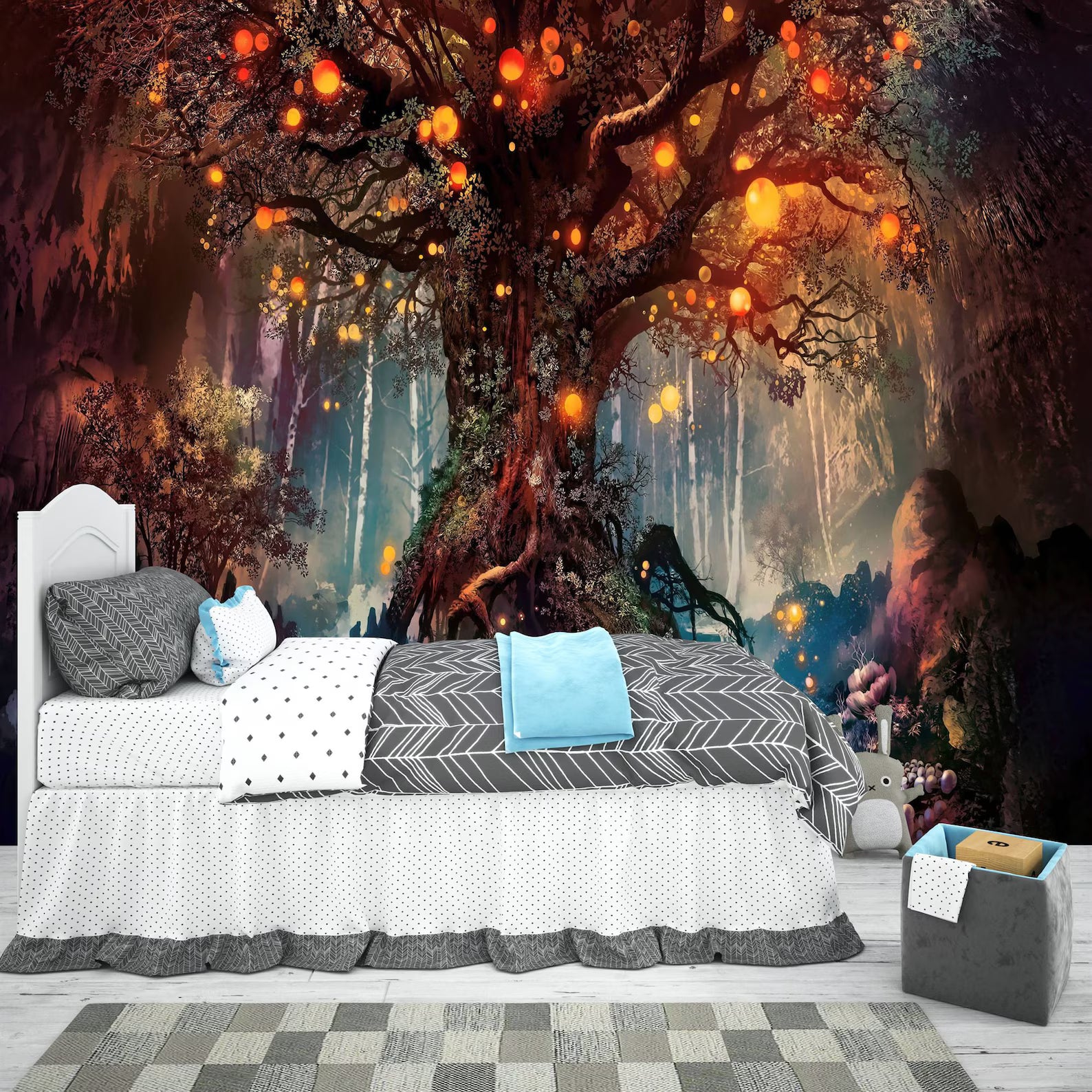 Magical Tree Mural, Fantasy World Wallpaper Art Print