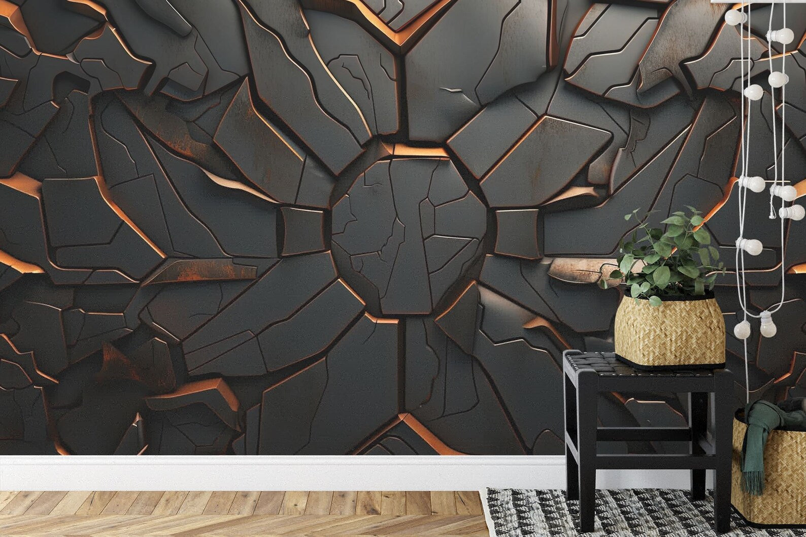 Steampunk Mechanical Wall Mural, Symmetrical Decor