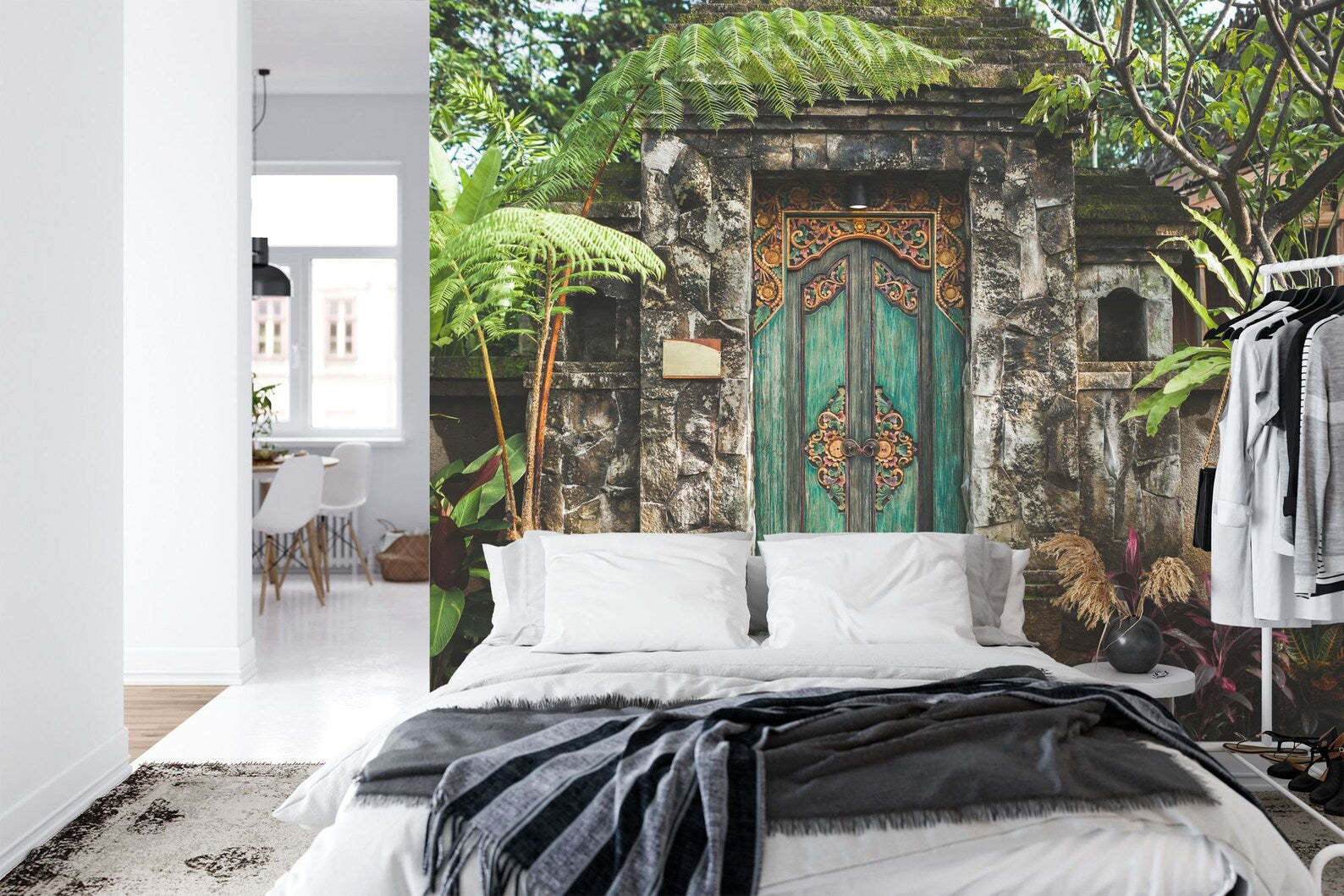 Balinese Carved Wooden Door Mural Art Print