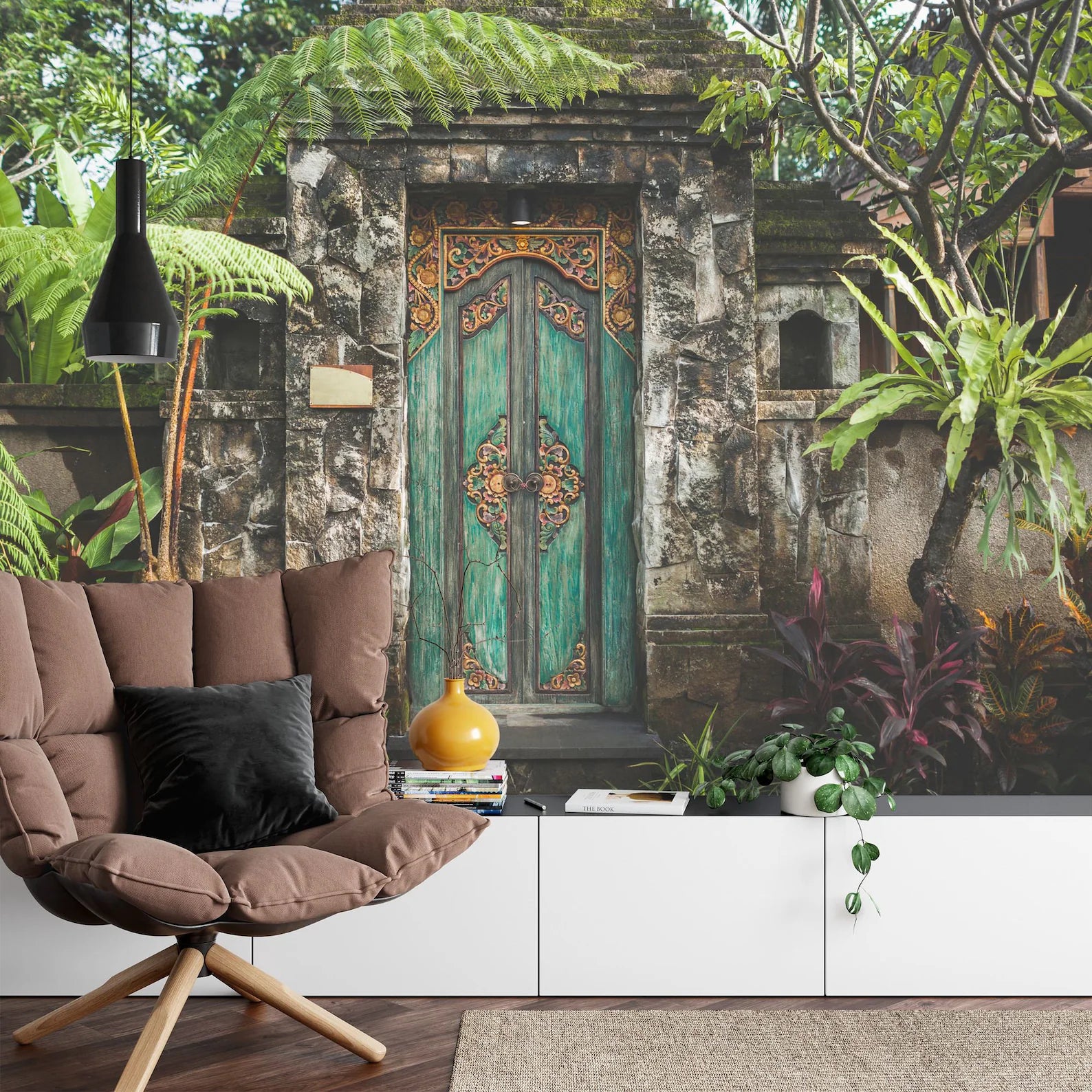 Balinese Carved Wooden Door Mural Art Print