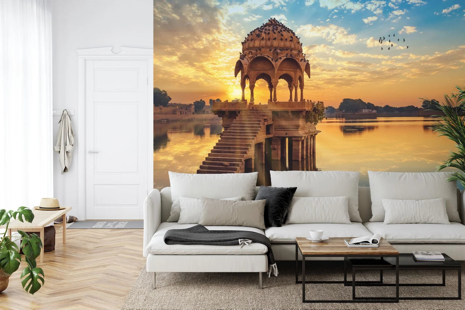 Jaipur Lake Sunrise Wallpaper Mural Art Print