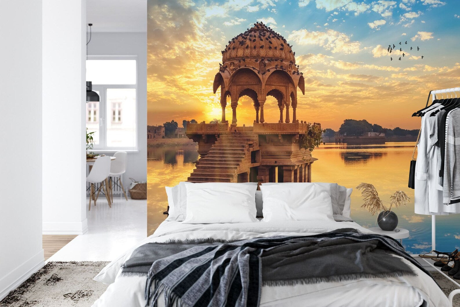 Jaipur Lake Sunrise Wallpaper Mural Art Print