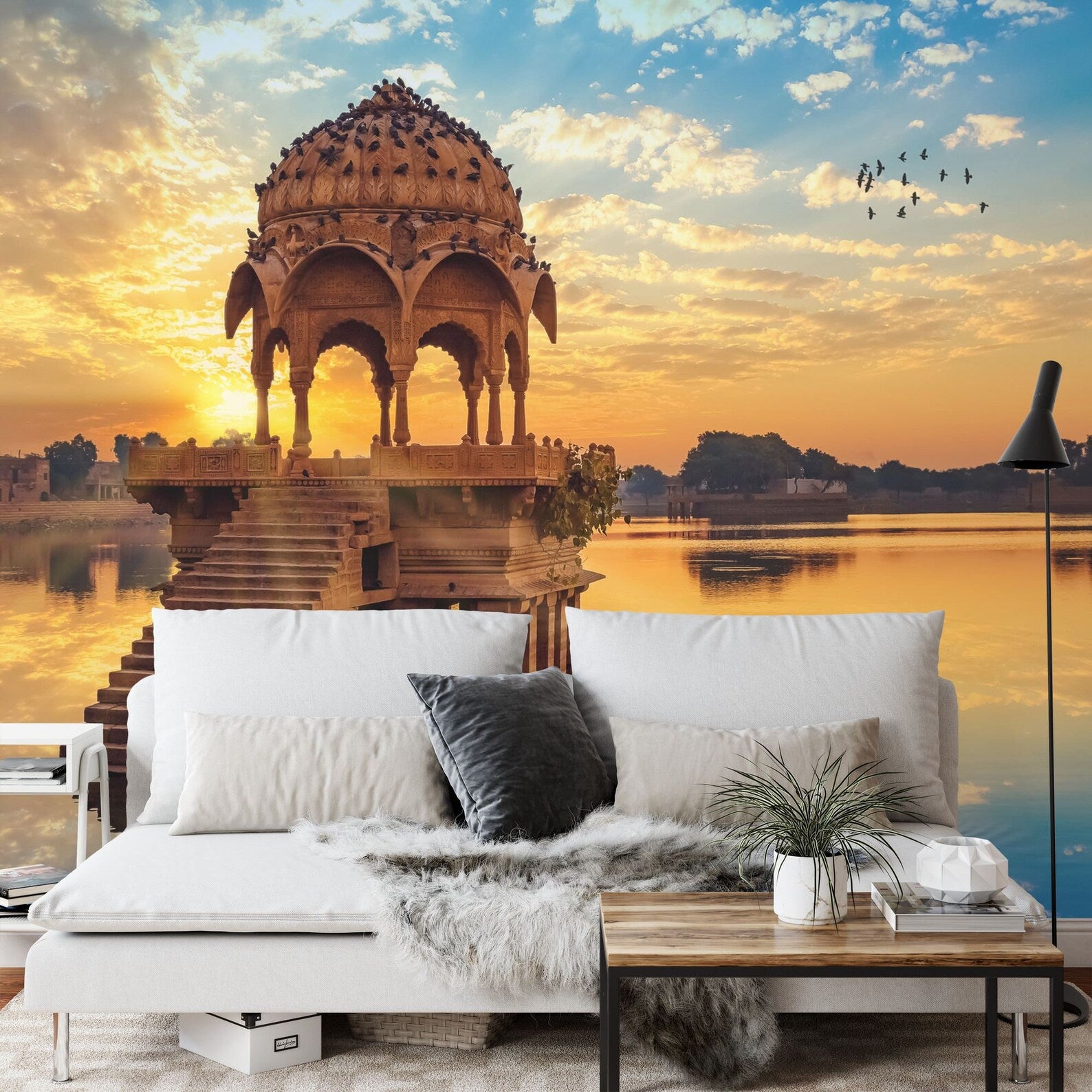 Jaipur Lake Sunrise Wallpaper Mural Art Print