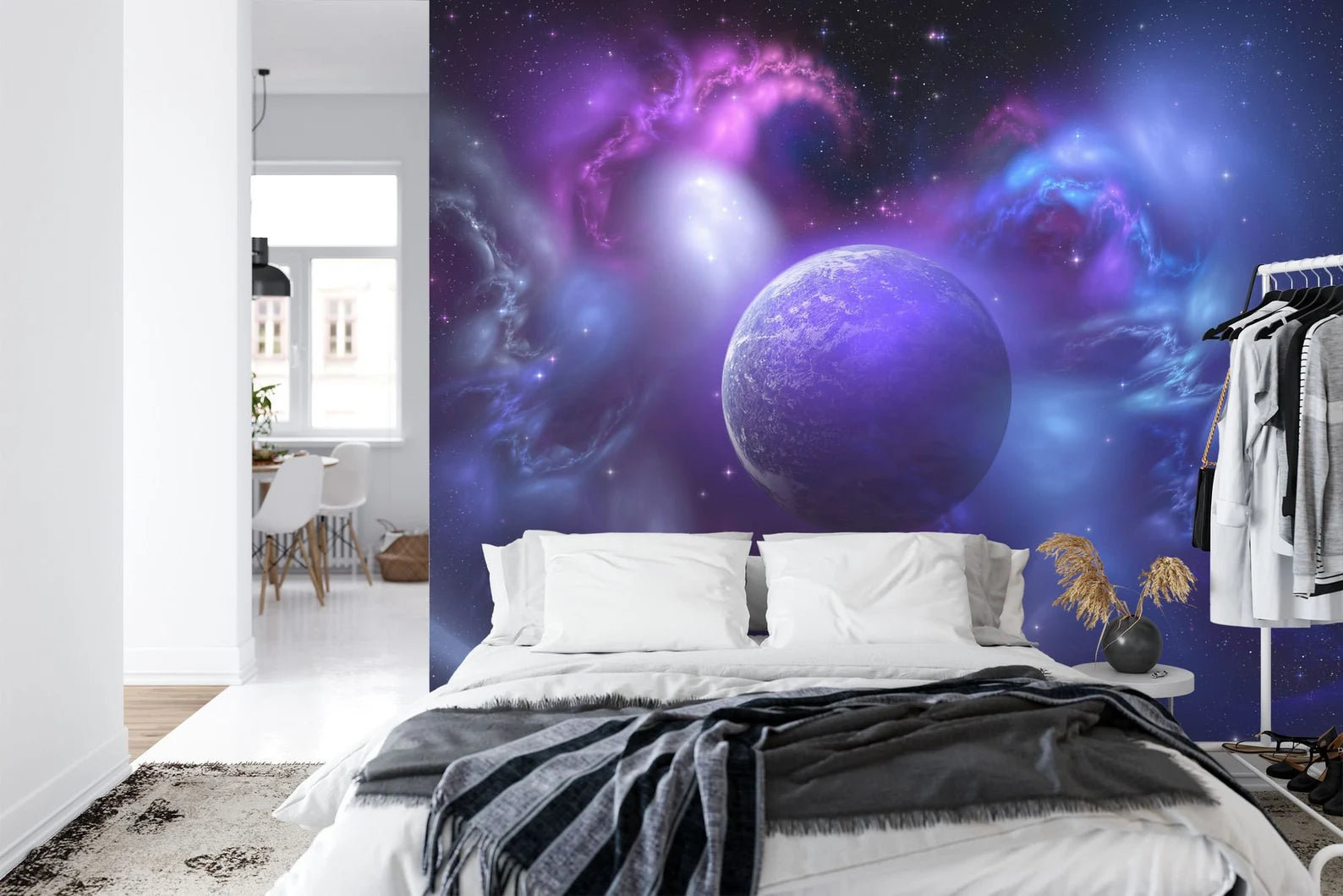 Blue Planet Galaxy Wall Mural Art Print