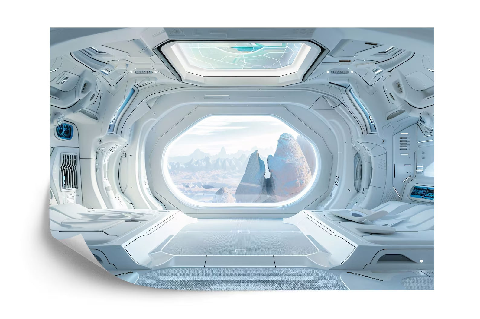 Wallpaper, 3D Spacecraft Window View Wall Decal, Futuristic