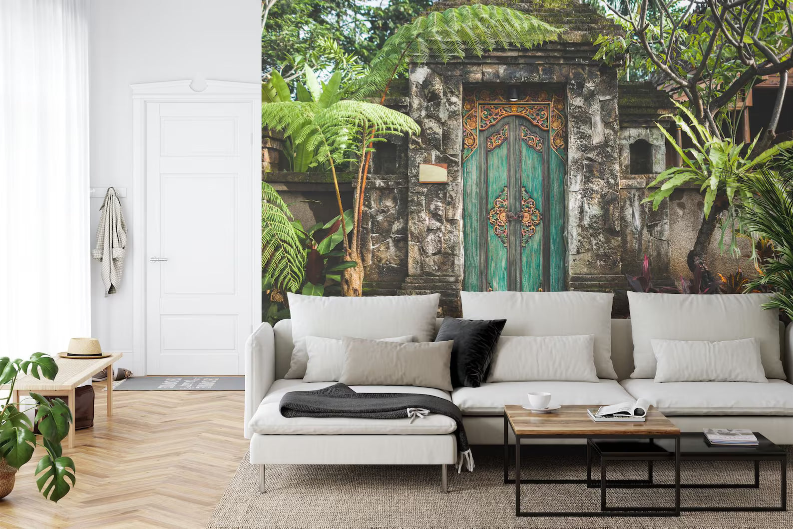 Balinese Carved Wooden Door Mural Art Print