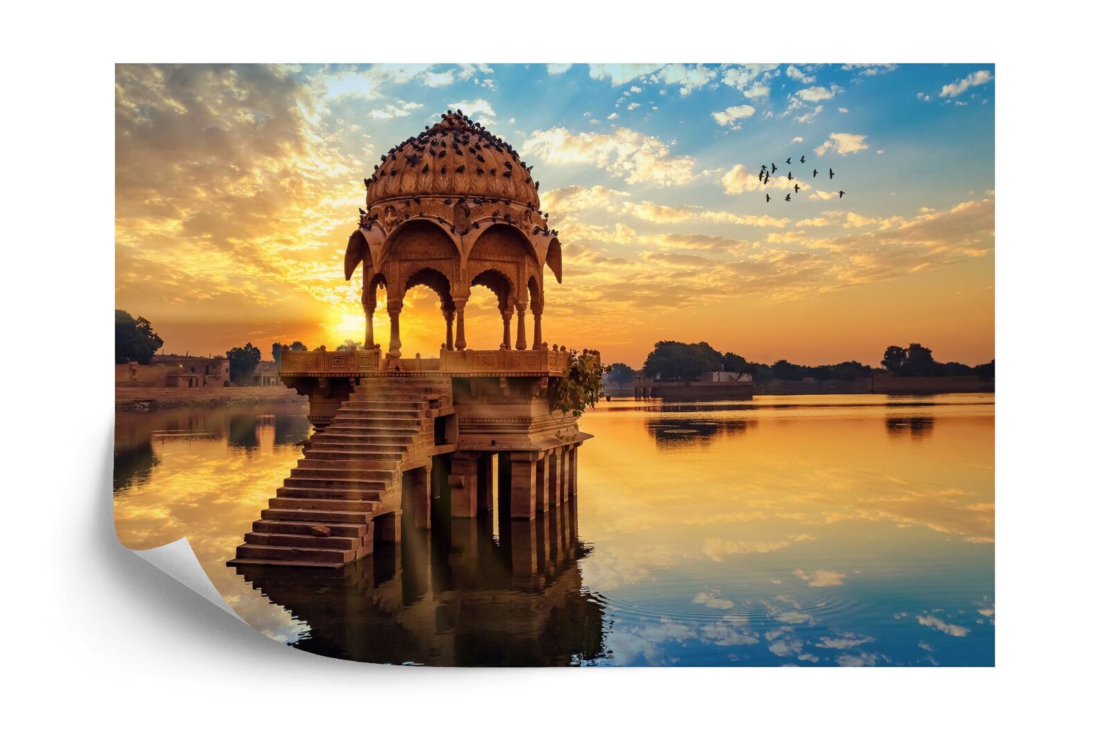 Jaipur Lake Sunrise Wallpaper Mural Art Print