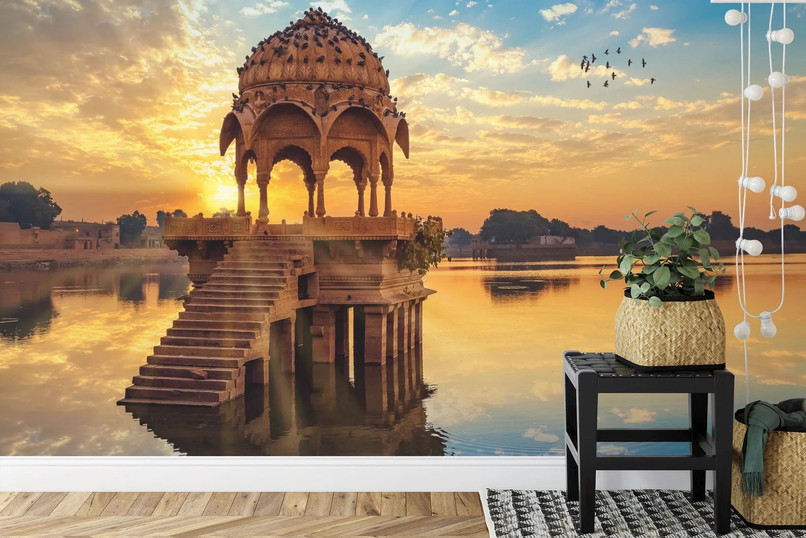 Jaipur Lake Sunrise Wallpaper Mural Art Print