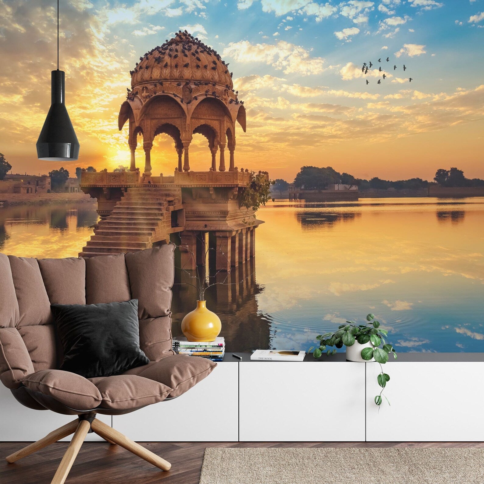 Jaipur Lake Sunrise Wallpaper Mural Art Print